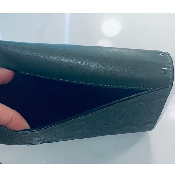 NWOT COACH Limited Edition Green and Gold Leather Long Wallet - Picture 7 of 7